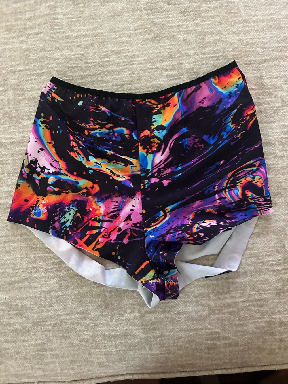 iHeartRaves Black Neon Multicolor Abstract Bike Shorts